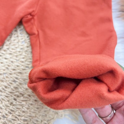 Conj. Jaqueta com Corações nas Mangas e Calça Legging - Off White e Ferrugem